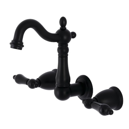 Kingston Brass KS1220PKL Duchess Two-Handle Wall Mount Bathroom Faucet, Matte Black KS1220PKL
